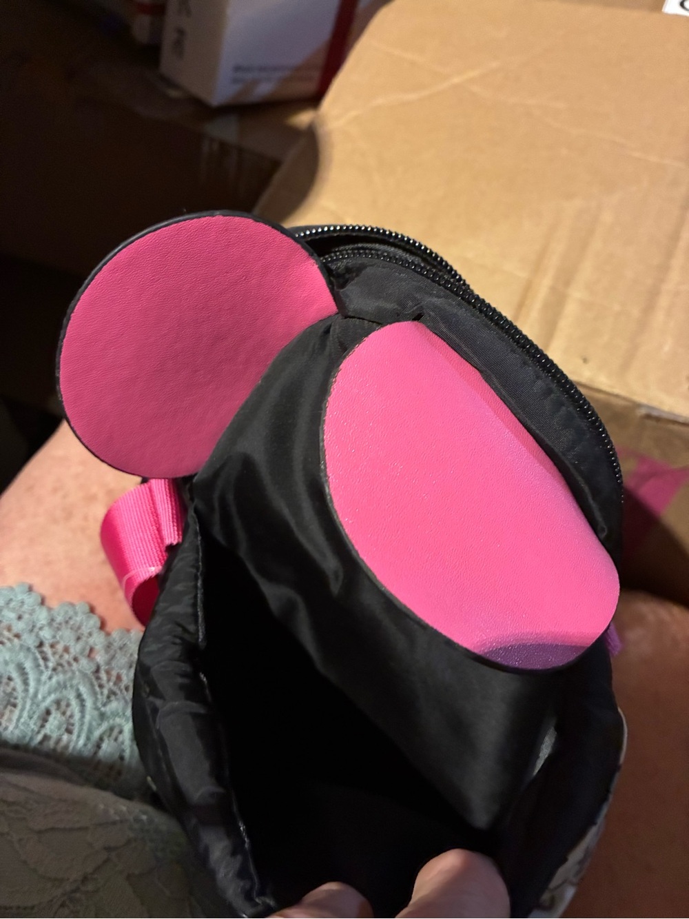 Disney Black Drawstring Backpack with Pink Ear Accents and Character Print - Picture 4 of 4
